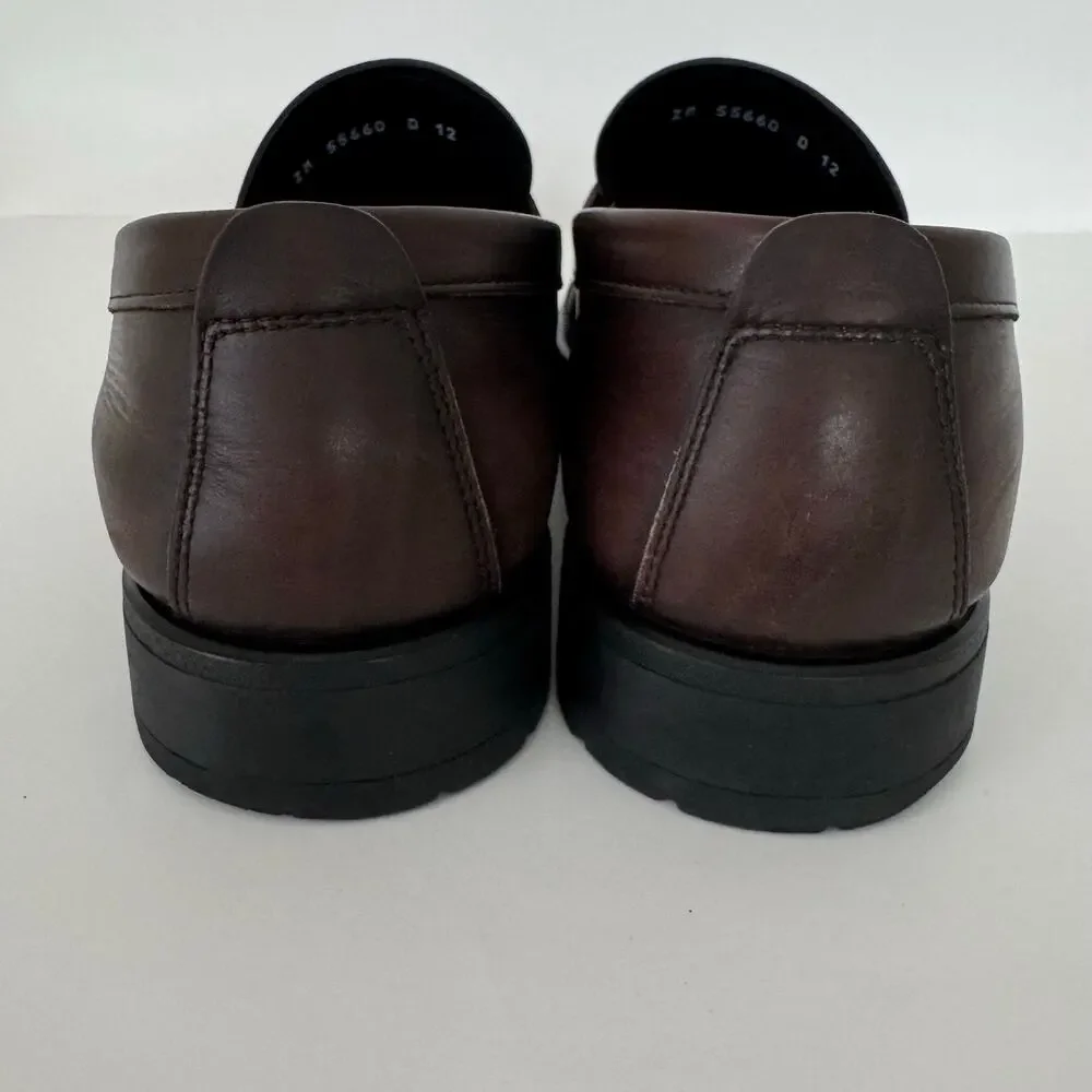 Ferragamo David Gancini Bit Leather Loafers Lug Sole Slip-On Shoes Mens 12D